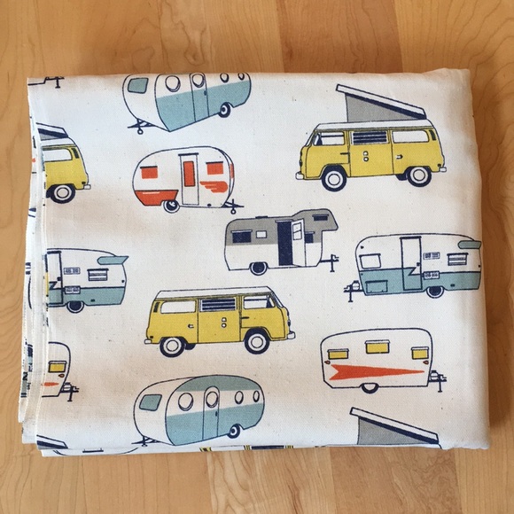 VW Vanagon Camper Van & Vintage Trailer Print Duck Cloth Fabric - Picture 9 of 9